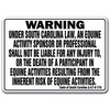 Signmission 14 in Height, 10 in Width, Plastic, 10" x 14", WS-South Carolina Equine WS-South Carolina Equine